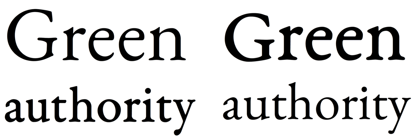 Optical sizes in Garamond